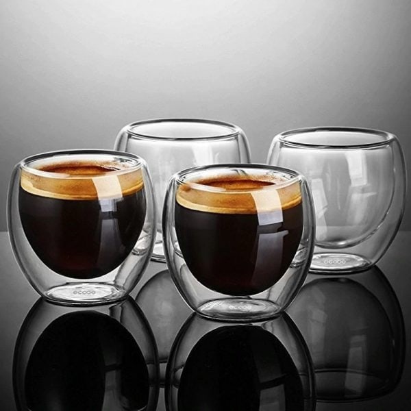 duplafalú hőálló espresso pohár